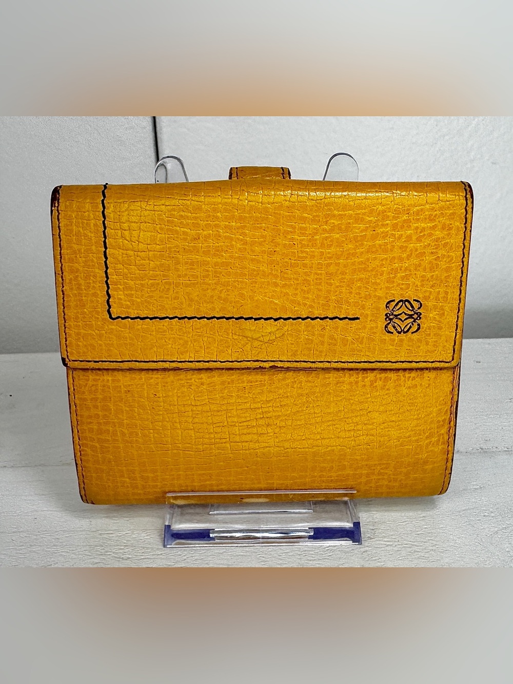 Loewe Vintage Mustard Yellow Leather Wallet / Compact Organizer Wallet